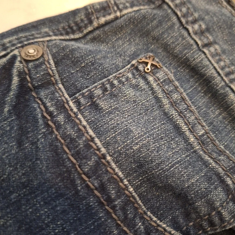 T.K. Axel Slim Straight Jeans Mens 34x34 Blue Denim Stretch Casual Pants Western